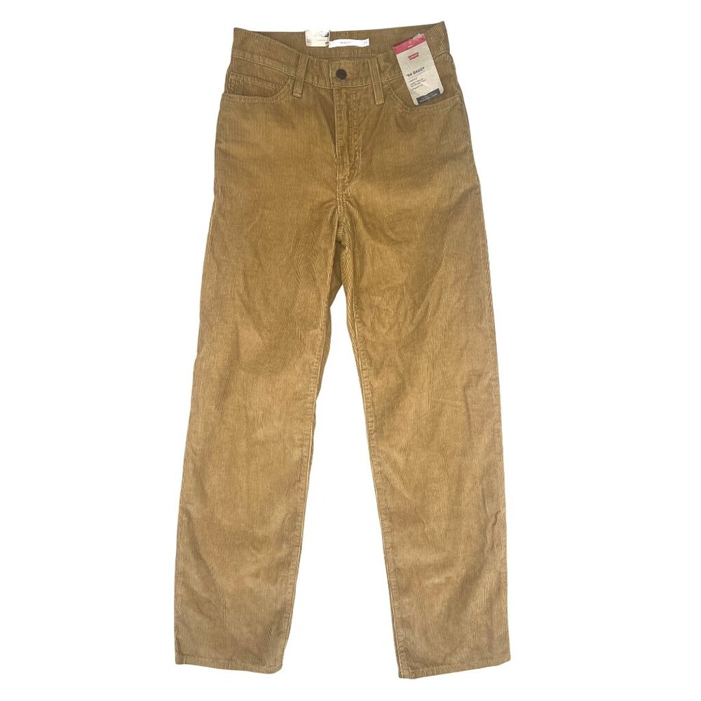 Levis 94 Baggy Corduroy Pants Size 24 Mid Rise Loose Fit Straight Leg Tan Womens - Picture 3 of 15